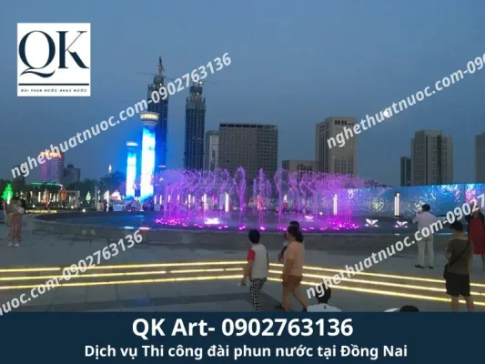Mẫu nhạc nước tại Đồng Nai với đèn LED kết hợp vòi phun hiện đại