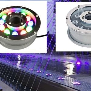 Đèn led âm nước 12w dạng bánh xe đổi màu tự động