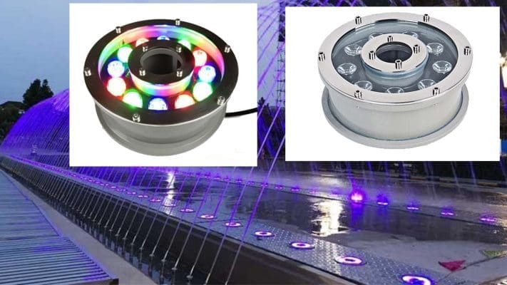 Đèn led âm nước 12w dạng bánh xe đổi màu tự động