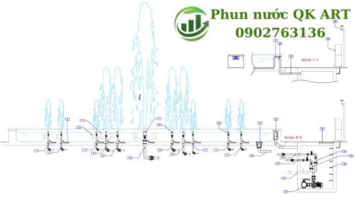 BẢN VẼ KỸ THUẬT ĐÀI PHUN NƯỚC: NỀN TẢNG THỦY LỰC VÀ BÓC TÁCH KHỐI LƯỢNG (BOQ) Bóc tách khối lượng vật tư đài phun nước