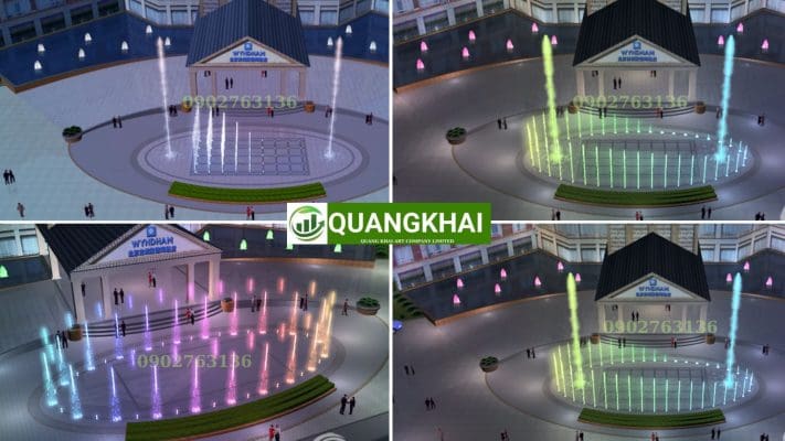 Đài Phun Nước Âm Sàn: Giải Pháp "Sàn Phun" Thông Minh & Kỹ Thuật Thi Công Ẩn Giấu Các mẫu thiết kế đài phun nước âm sàn kết hợp đèn LED đổi màu sinh động.