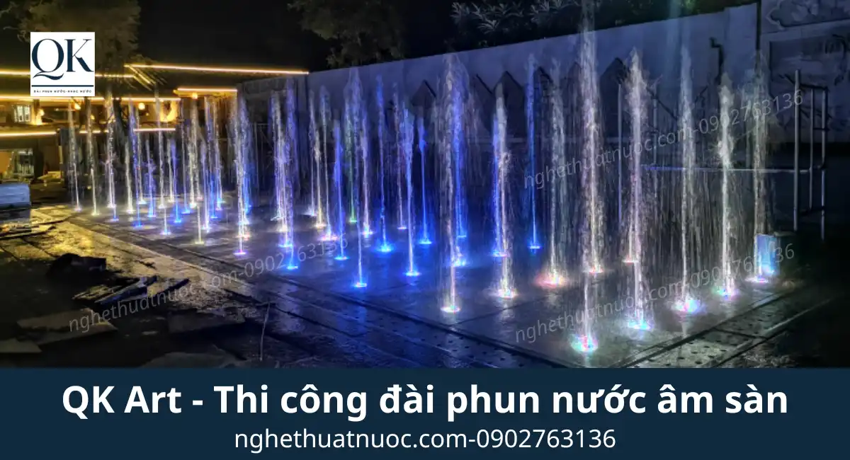 Đài Phun Nước Âm Sàn: Giải Pháp "Sàn Phun" Thông Minh & Kỹ Thuật Thi Công Ẩn Giấu QK Art nhận thi công đài phun nước âm sàn nghệ thuật chuyên nghiệp.