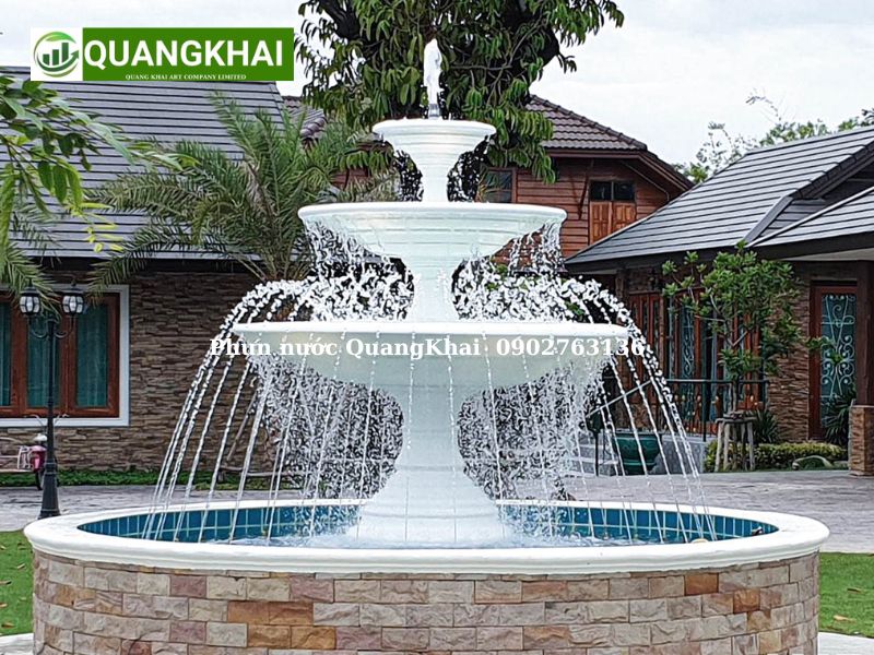 Mẫu đài phun nước đẹp bằng đá tự nhiên nhiều tầng