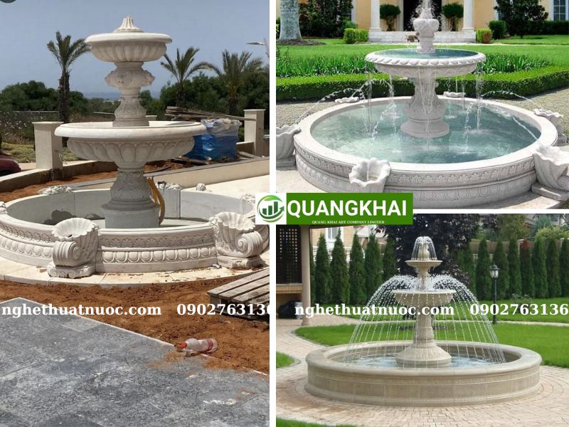 Thiết kế đài phun nước bằng đá hài hòa với cảnh quan cát trắng