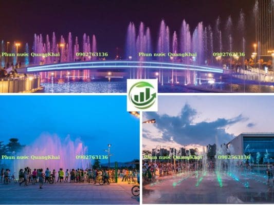 Thi Công Đài Phun Nước Tại Bình Định: Giải Pháp Thủy Cảnh Thích Ứng Khí Hậu Biển Hiệu ứng tia nước phun cao trong dự án nhạc nước nghệ thuật ngoài trời
