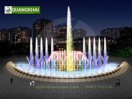 Phong cách thiết kế đài phun nước hiện đại và cổ điển-QK Art phong cách Thiết kế Đài phun nước sang trọng-hiện đại hình bán nguyệt