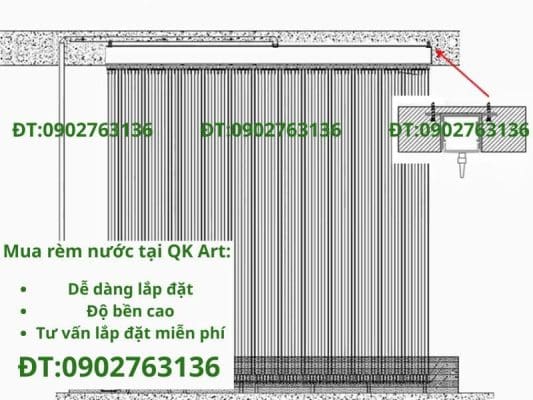 Rèm Nước Mini Giá Rẻ QK Art – Màn Nước Mini Đẹp Mẫu màn nước mini bằng kính cường lực gia công sắc nét bởi QK Art