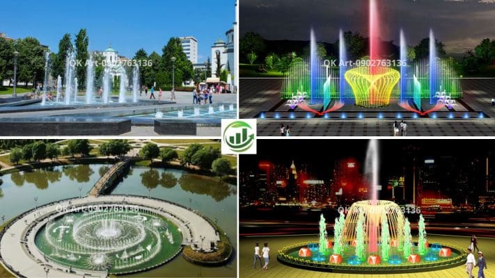 Đài phun nước Hệ thống béc phun nghệ thuật mẫu mới lắp đặt trên giàn ống Inox 304 - QK ART