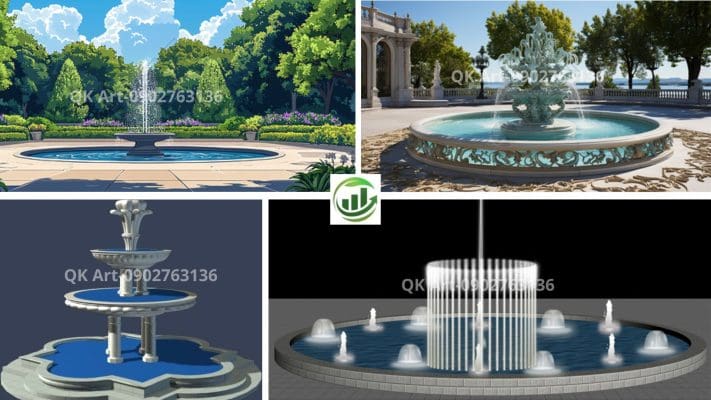 Đài phun nước Đồng bộ giải pháp thiết kế phối cảnh và thi công lắp đặt thực tế - Kỹ sư QK ART