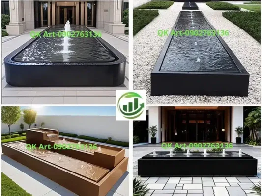 Vòi Phun Cây Thông (Cascade Jet): Kỹ Thuật Tạo Khối & Bí Quyết Vận Hành | QK Art Vòi phun cây thông làm tâm điểm trang trí cho đài phun nước nghệ thuật tại quảng trường.