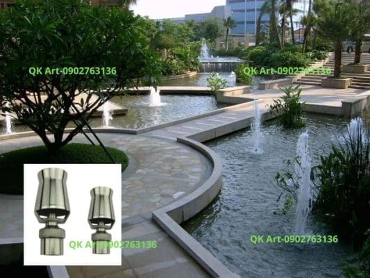 Trang trí cảnh quan với vòi phun nước hình cây thông cascade
