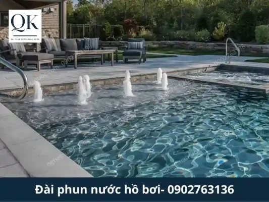 Thi Công Đài Phun Nước Trong Hồ Bơi Mini: Nghệ Thuật Và Kỹ Thuật Tối Ưu Hình ảnh minh họa các hạng mục thiết bị lắp đặt trong hệ thống đài phun nước hồ bơi.