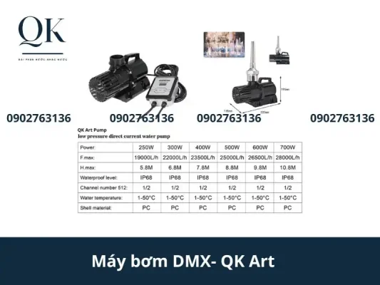 Máy bơm điều khiển qua giao thức DMX trong hệ thống đài phun nước nghệ thuật
