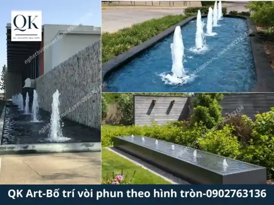 3 cách bố trí vòi phun nhạc nước – đài phun nước hiệu quả cao nhất Bố trí vòi phun đài phun nước theo bố cục chung của hệ thống