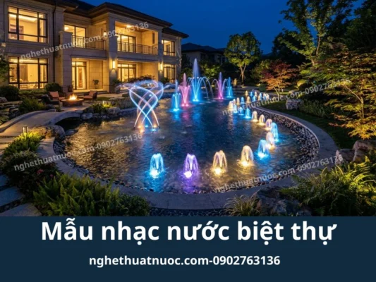 Mẫu đài phun nước biệt thự với vòi phun 3D