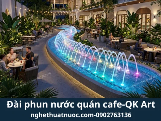 Hệ thống phun nước nghệ thuật cho quán cafe tạo vách ngăn cho quán