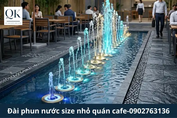 ẢNh minh họa đài phun nước cỡ nhỏ cho quán cafe dùng đèn led dmx