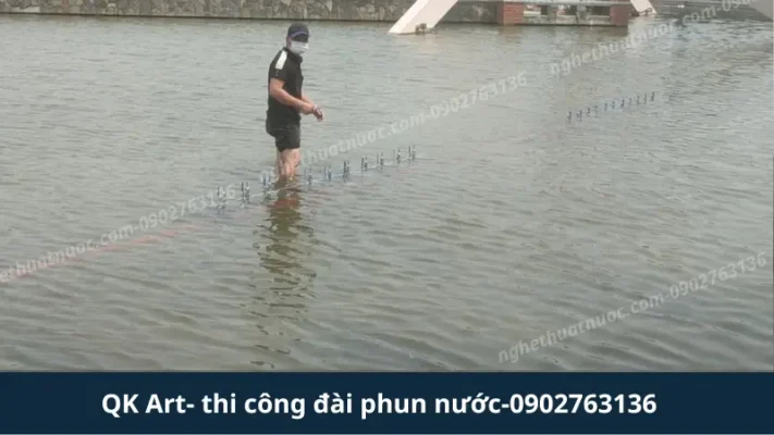 THI CÔNG ĐÀI PHUN NƯỚC NGHỆ THUẬT TRỌN GÓI Đấu nối đèn LED QKA-18w và thiết bị đài phun nước chuyên dụng tại Ninh Thuận
