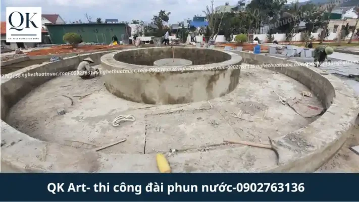 THI CÔNG ĐÀI PHUN NƯỚC NGHỆ THUẬT TRỌN GÓI Thi công kết cấu hồ nước đài phun nước tại Quảng trường Đơn Dương